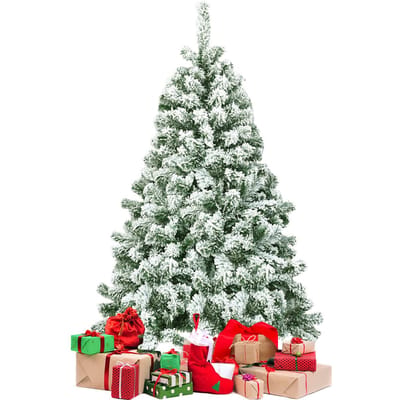 Coast Besneeuwde Kunstkerstboom Wit/Groen – 137 cm – Met 400 Takpunten en Opvouwbare Metalen Standaard
