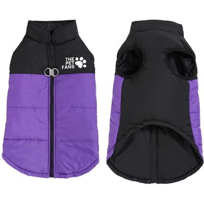 Manteau Veste pour Grand Chien Hiver Coupe-vent Vêtements pour Chiens Moyens Grands Labrador Gilet Tenues Douillettes Chaudes Golden Retriever Animal de Compagnie (Purple,2XL) violet