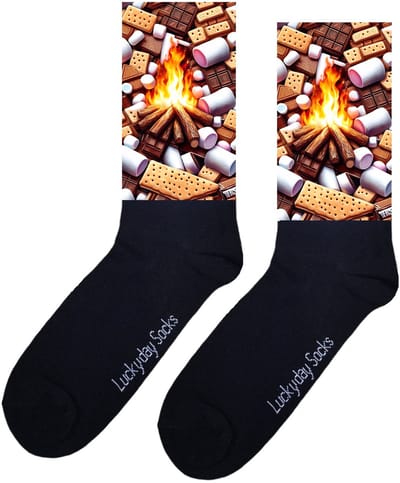 LuckyDay Socks - Kampvuur - Grappige Cadeaus voor Dames en Heren - Verjaardags cadeau vrouw en man - Vrolijke sokken - Valentijns cadeau - Grappige sokken - Leuke sokken - Leuke dames en heren sokken - Maat 37-44