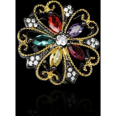 Mode Sieraden Europese en Amerikaanse Hoge Kwaliteit Mode Edelsteen Holle Retro Edelsteen Ring No. 10 black