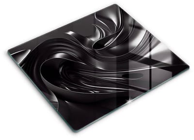 Wallfluent Spatscherm Keuken - Zwart Spatwand Keuken - 60x52 cm - Zwarte Massa Abstractie Spatscherm Glas - Abstractie Rechthoekig Spatscherm Keuken