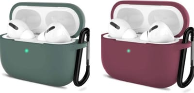 ShieldCase bundel van 2 Airpods beschermhoesjes - Geschikt voor Airpods Pro / 2 Pro - Burgundy en Donkergroen - Optimale bescherming - Stijlvolle accessoires - Airpods hoesjes set - Beschermhoesjes voor Airpods - Schokbestendig - Siliconen hoesje