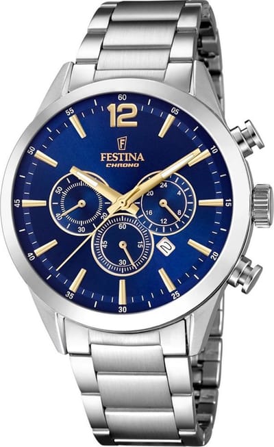 Festina F20343/2 Chrono Sport Chronograaf - Horloge - Staal - Zilverkleurig - Ø 43,5 mm