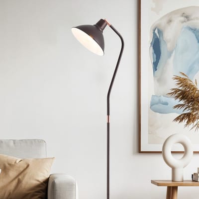 Staande lamp met kantelbare kap - Freddie - koffiebruin