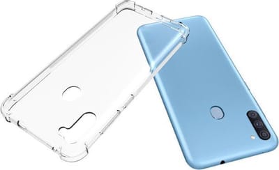 Geschikt voor Samsung Galaxy A11 hoes TPU Silicone Case hoesje met versterkte randen Transparant Pearlycase