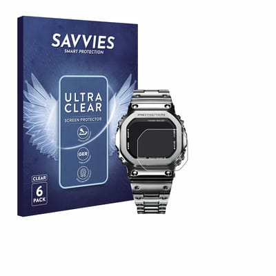 Savvies - Screenprotector voor Casio G-Shock GMW-B5000D-1ER - Folie Beschermfolie transparant 6 Stuks