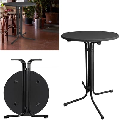 Bistro Tafel Rond - Buitentafel Staand - Feestelijke Bijeenkomsten - Inklapbaar en Stabiel - 79 cm Diameter - Zwart