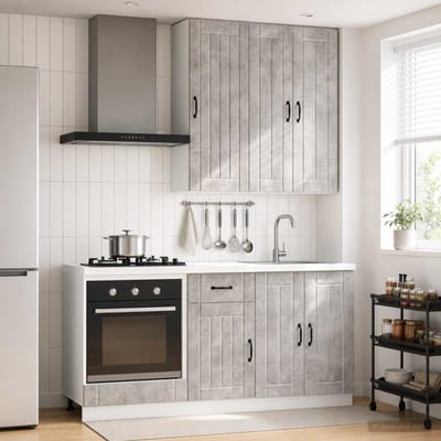 vidaXL - Keukenblok - LUCCA - 5 - st - Betongrijs - Bewerkt - hout