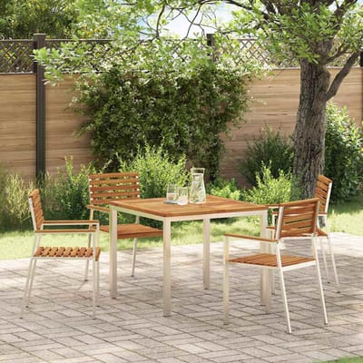 vidaXL Eettafel 90x90x75 cm Massief Acacia Hout en Roestvrijstaal