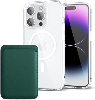 Shockproof Anti Shock Back Cover Hoesje Compatibel met MagSafe Geschikt voor: Apple iPhone 14 Pro met Magnetische Pasjeshouder - Groen