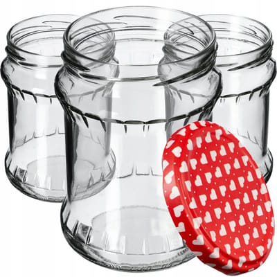 KADAX Inmaakpotten, 500 ml, bewaarpotten met schroefdeksel, inmaakpotten, jampot, voorraadpot, conservenglas, ronde potten (hart, 8 stuks)