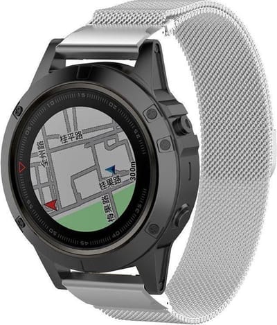 Stalen bandje milanees geschikt voor Garmin Fenix 9 (Pro) 51mm / Fenix 8 (Pro) 51mm / Garmin Fenix 7x (Pro - Sapphire Solar) / Fenix 6x (Pro - Sapphire) / Fenix 5x (Plus) / Fenix 3 / Epix Pro (Gen 2 - 51mm) / Enduro 1-2-3 - Zilver