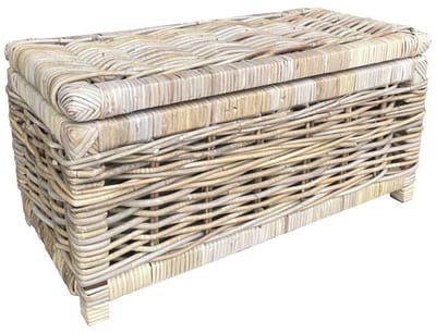 Rieten Opbergmand - Grey - 75x40xH40 cm - Mand Met Deksel