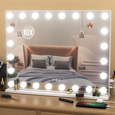 Grote Hollywood Make-up Spiegel met Verlichting en 10x Vergroting