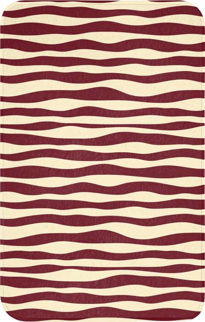 WC mat 50x80 cm - Antislip - Golven - Rood - Patroon - Crème - Toiletmat - Vloermat - Douchemat - Toilet tapijt - Toiletmatten