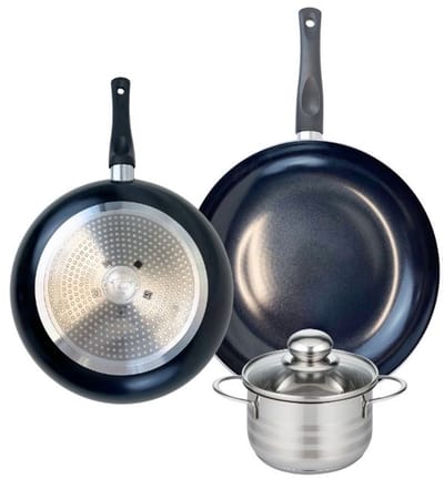 Set van 2 Koekenpannen 20 en 24 cm en 1 braadpan 12 cm Elo Prima Brillant