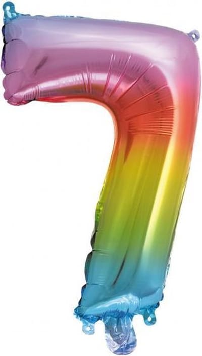 Folie Ballon Cijfer 4 Regenboog 41 cm