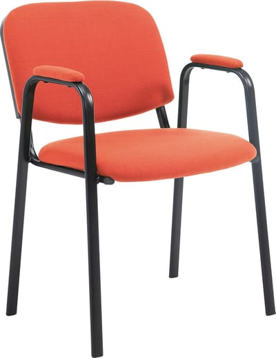 CLP Ken Pro - Stapelstoel - armleuningen - zwart - 150 kg - Stof/rood