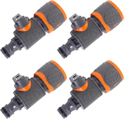 Slangkoppeling met regelventiel, 4 slangverbindingen 1/2 inch met afsluitventiel, tuinslangkoppeling voor waterslang, kleppen en verbindingen voor continue regeling en afsluiting