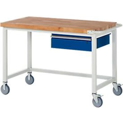 Werkbank serie 8000, verrijdbaar, met hangende schuiflade, B 1250 x D 700 x H 880 mm
