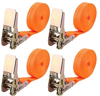 Ratelspanbanden 4 stuks 6m 1000kg – Sterke Polyester Spanbanden voor Dakbagage en Verhuizing