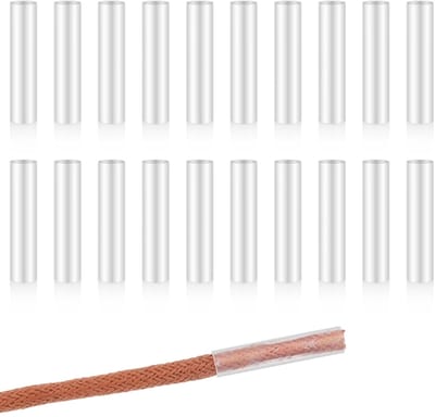 Dailygoods- Warmtekrimp 20 Stuks - Doorzichtige Schoenveterpunten - PE Kunststof - Uiteinden Reparatieset - Duurzaam - 3 cm Lengte