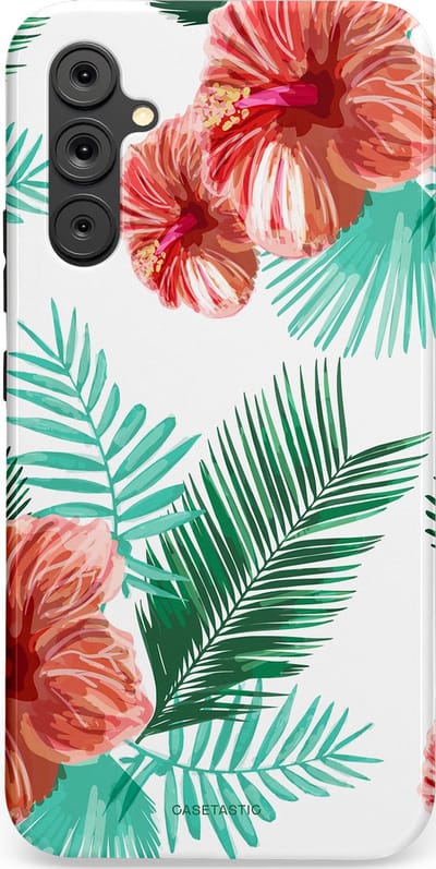 Casetastic Hoesje Geschikt voor Samsung A34 (5G) - Stijlvolle Beschermende Duo-layer Case - Exotisch Roze Flora