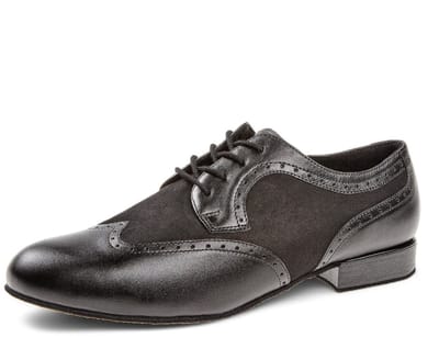 Diamant 089 - 026 - 145 - Heren Dansschoenen - Extra Brede Pasvorm - Uitneembaar voetbed - Schokdempende hielkussen - Vetersluiting - Suede zool - 2cm hak - Stijldansen, Ballroom, Argentijnse Tango - Diamant - Zwart - 46.5