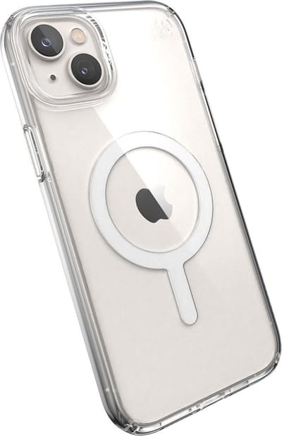 Speck hoesje geschikt voor Apple iPhone 15 Plus en iPhone 14 Plus - Kristalhelder - MagSafe - Valbescherming tot 4 meter - Microban Antibacterieel - Presidio Perfect Clear lijn - Transparant