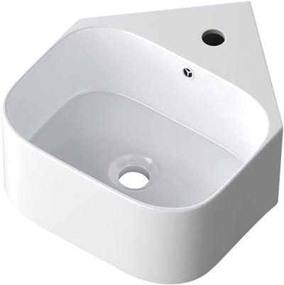 Wastafel Driehoek - Badkamer Keramiek - Ruimte Besparen - Hoog Temperatuur Bakken - 40x43.5x16cm - Wit