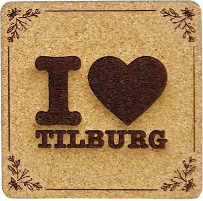 Kurken Onderzetter Tilburg - Glazen Onderzetters - Gegraveerd - Tilburgs