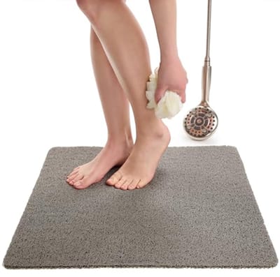 Vierkante antislip douchemat voor veilige badervaring - 24 x 24 cm grijs
