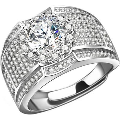 Fl 1.5 Karaat Diamant Heren Overdreven Grote Ring Echt 925 Sterling Zilver Anillos De Sieraden Diamanten Verlovingsringen Doos 12 wit