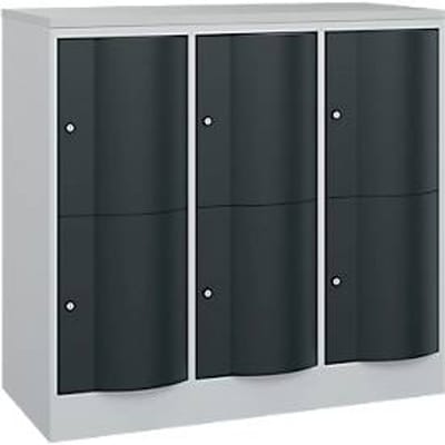 C+P Resisto lockerkast, 3 vakken, 6 vakken, B 1148 x D 540 x H 1077 mm, lichtgrijs/antracietgrijs