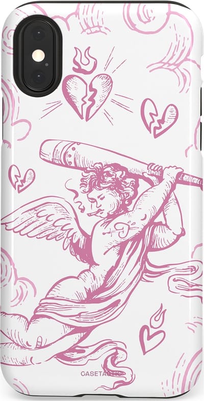 Casetastic Hoesje Geschikt voor Apple iPhone X/Xs - Stijlvolle Beschermende Duo-layer Case - Engel Roze Liefde