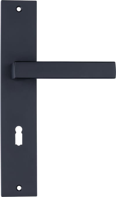 Ostiumhome® Veneto - Deurklink - Mat Zwart - op Schild - Met Sleutelgat - hartafstand 56 mm - Vierkant - Complete Set