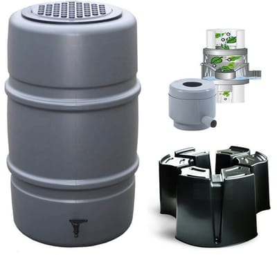 Harcostar - Regentonset Harcostar - 227 L Antraciet + Voet + Vulautomaat & Afsluiter