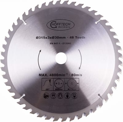 Hofftech Zaagblad cirkelzaag - 48 tanden - hard metaal - Ø 315 mm - inclusief verloopringen