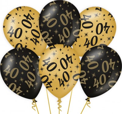 40 jaar verjaardag feest ballonnen - 6x stuks - zwart/goud - leeftijd - 30 cm - versiering - feestartikelen