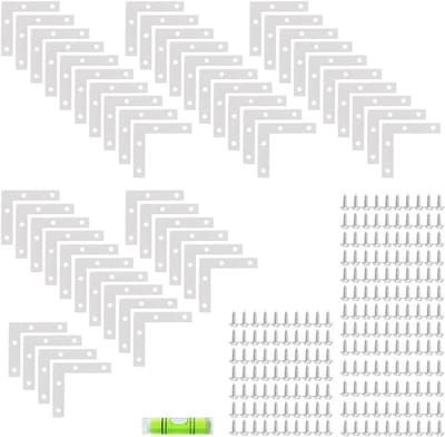 50 Stuks 38x38mm L-vormige Hoekbeugels voor Versterking, Foto Frame Bevestiging en Wanddecoratie Accessoires