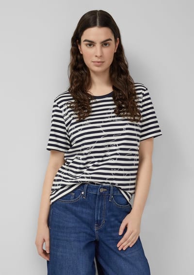 s.Oliver - female - Gestreept katoenen T-shirt met pailletten