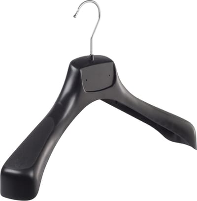 De Kledinghanger Gigant - Mantelhanger - Kostuumhanger - Jassenhanger - Volwassenen - ETR49 - 50 Stuks - Kunststof - Zwart - Gebogen Model - Schouderverbreding 7,4 cm - 49 cm - Kledinghanger - Kleerhanger - ETR-Serie (ETR49_00/50)