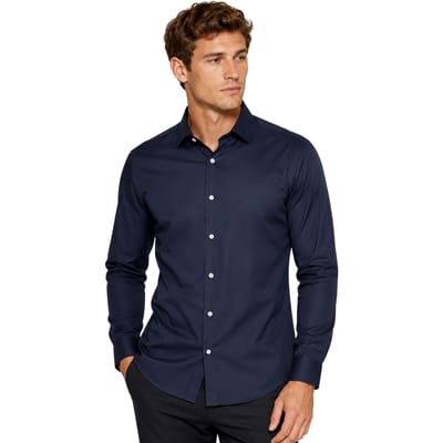 Boss Heren Oxford Formeel Overhemd Met Lange Mouwen (Donkerblauw)