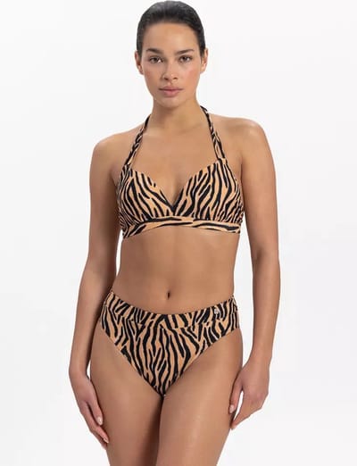 BEACH LIFE - soft zebra halter bikinitop - Zwart-Bruin