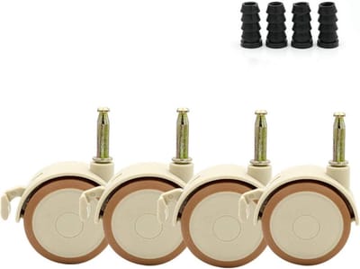 Meubelwielen met rem - Zwenkwielen rubber - Kinderbed verplaatsen - Stille vloerbescherming - 47 mm diameter
