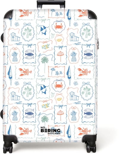 NoBoringSuitcases.com® - Koffer groot - Reiskoffer lichtgewicht - Bikini strand print kleurrijk - Rolkoffer met 4 wielen - Grote trolley XL - 98 liter bagage