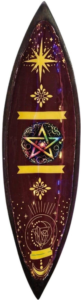 Enamel Incense Bowl - Mango Wood - Pentagon