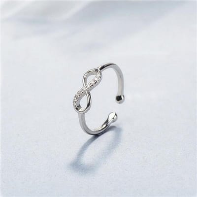 Nieuwe Mode Exquise 925 Sterling Zilveren Sieraden Creatieve Liefde Mooie 8-Vormige Temperament Kristal Open Ringen R225 gray