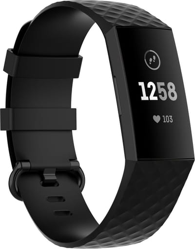 Strap-it Siliconen bandje - geschikt voor Fitbit Charge 3 / Fitbit Charge 4 - zwart - Maat: Maat S