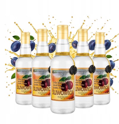 5x Glazen Flessen 500ml voor Slivovitz - Decoratief met Gouden Dop